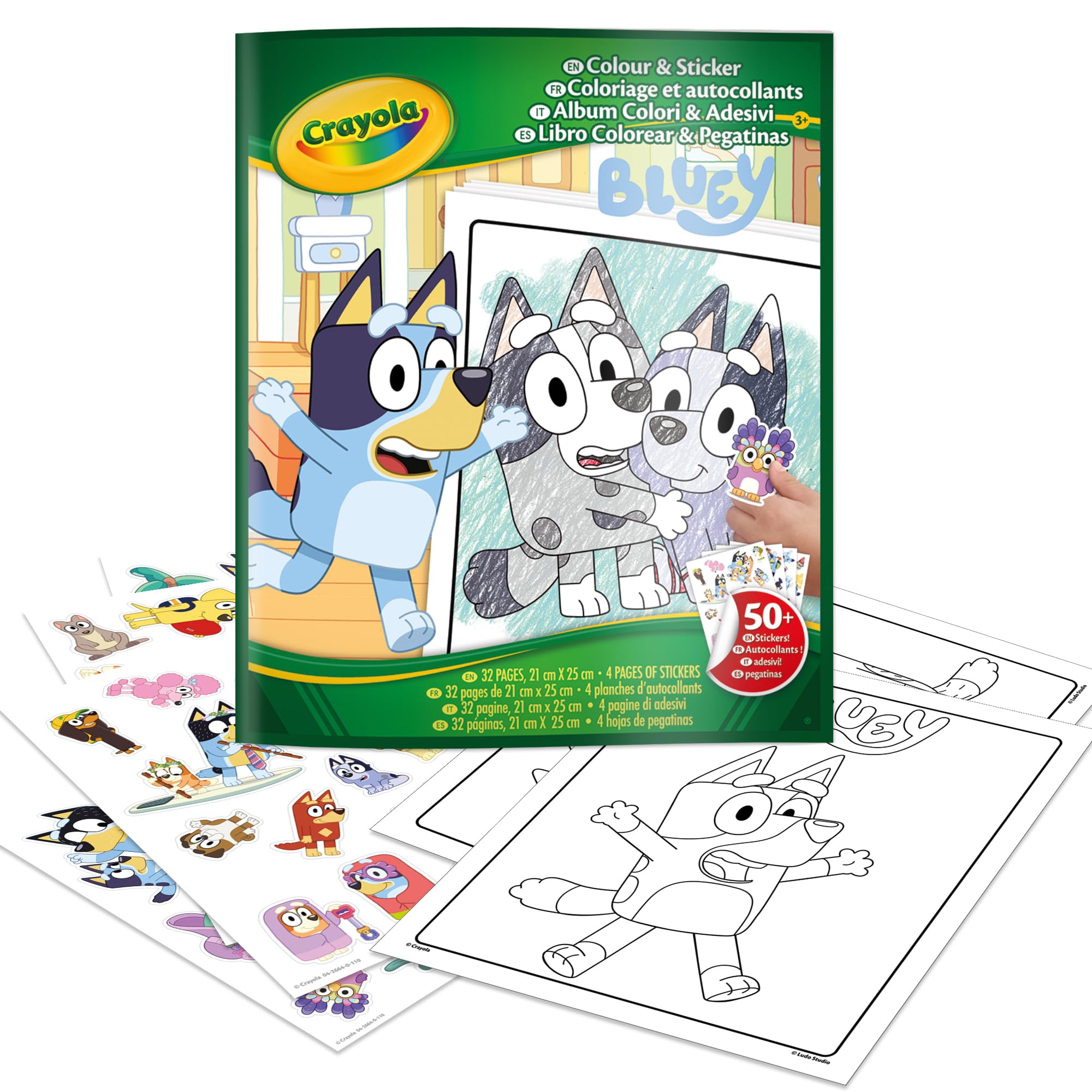 Crayola Bluey Color & Sticker Activity, Bluey Coloring Book, 32